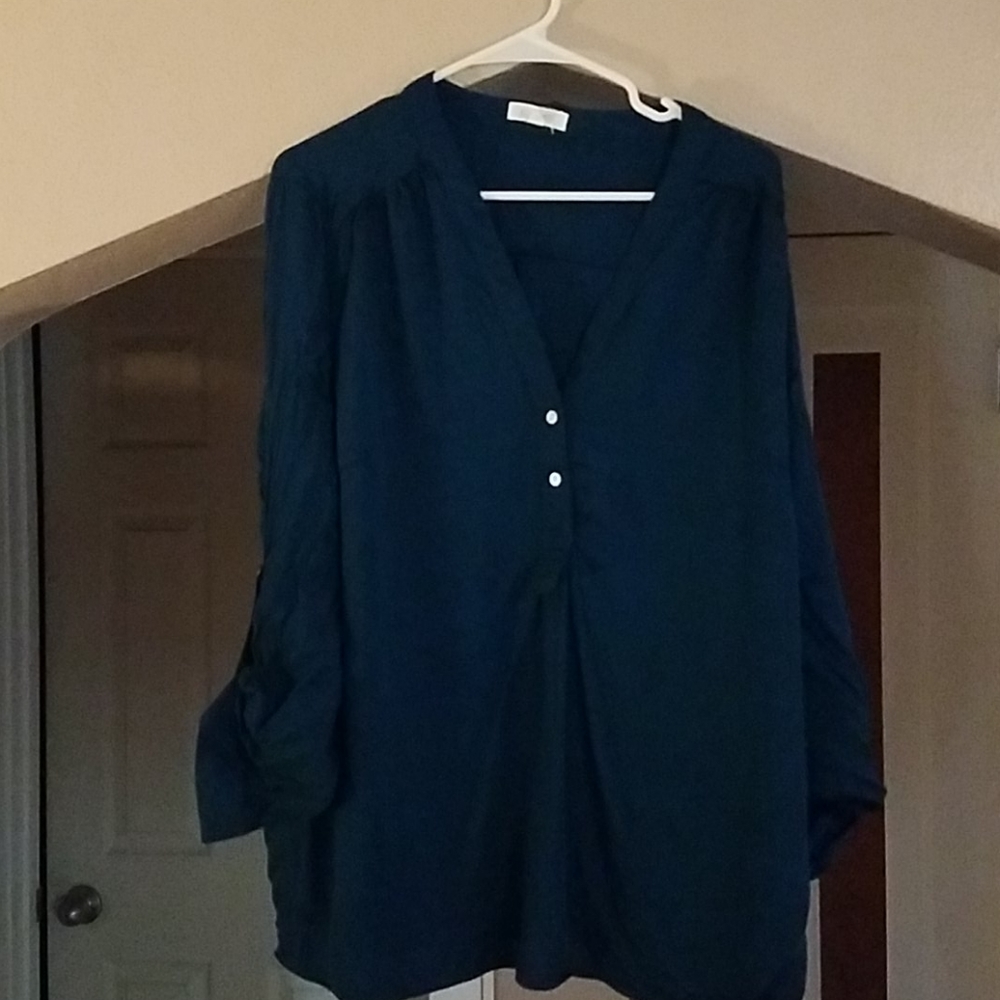 August Mist teal blouse